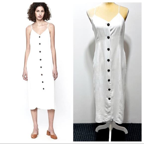 Anthropologie EVERLY White Sleeveless Button-Up Midi Dress Size Small - Picture 2 of 12
